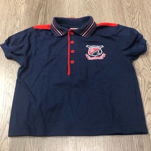 Vintage Oshkosh Yacht Club Polo Boys Size 4 Single Stitch Made‎ In USA Red Blue
